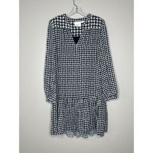 Maeve Black and White Houndstooth Midi Dress